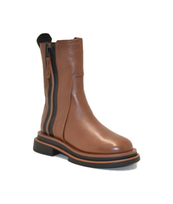 ANFIBIO ZIP LATERALE IN PELLE CARAMELLO E FONDO NERO